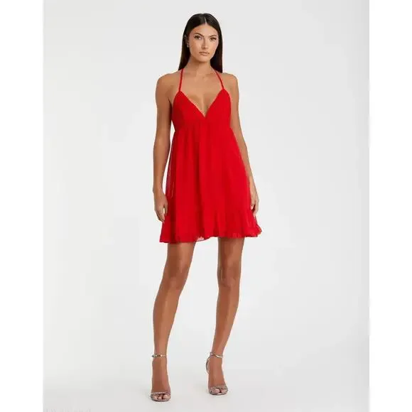 Ieena for Mac Duggal 70194 Red Mini Dress Size US 4 NWT - Picture 1 of 9